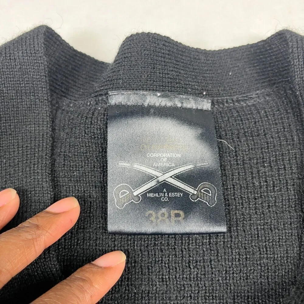 Military Equipment Wool Blend Cardigan Sweater Black Button Up Utility 38R Med